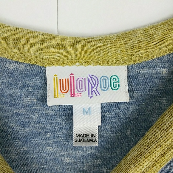 🌟 3/30 LuLaroe Randy Marled Gold Blue Raglan - Picture 2 of 5